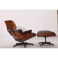 Chaise longue en cuir Rosewood Eames et pouf